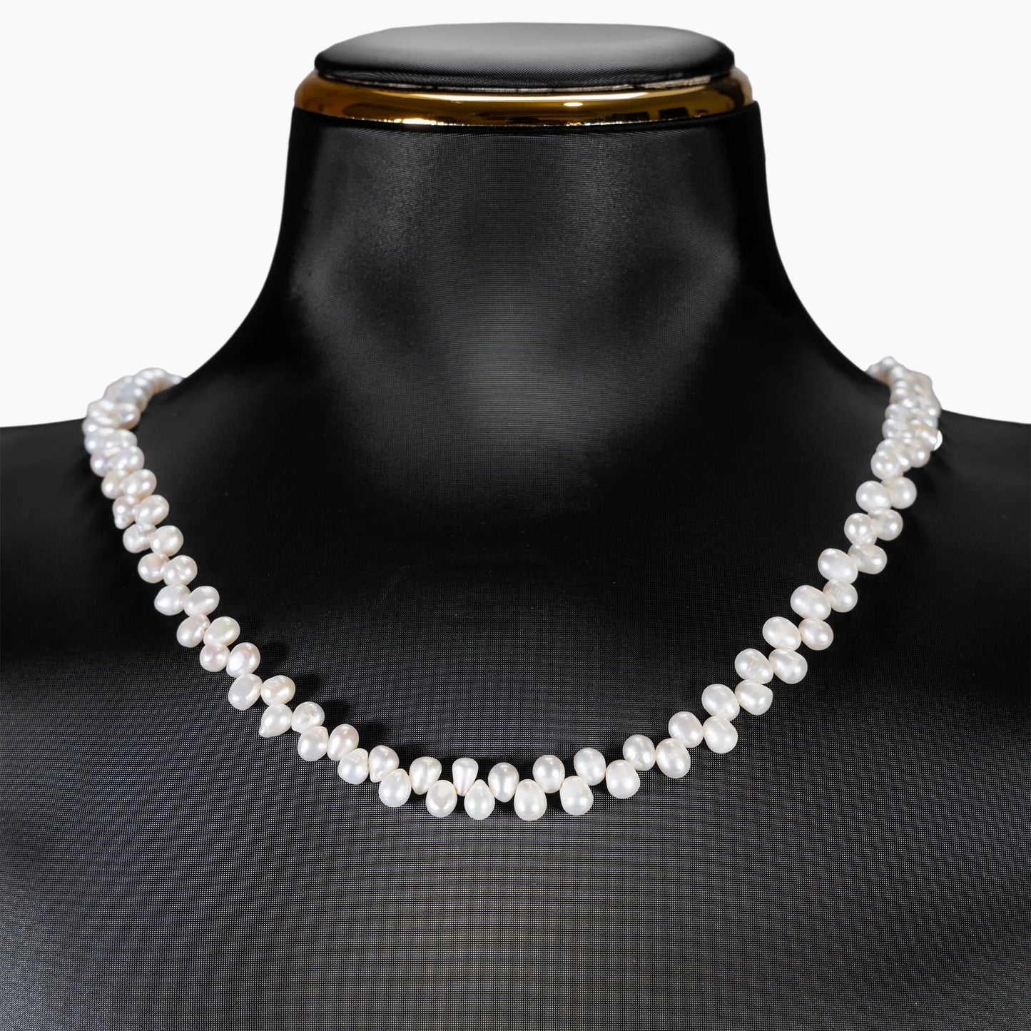 Natural Pearl Necklace - 4mm Oval Beads 4mm Oval Beads with Sterling Silver Hardware - SENLLY
