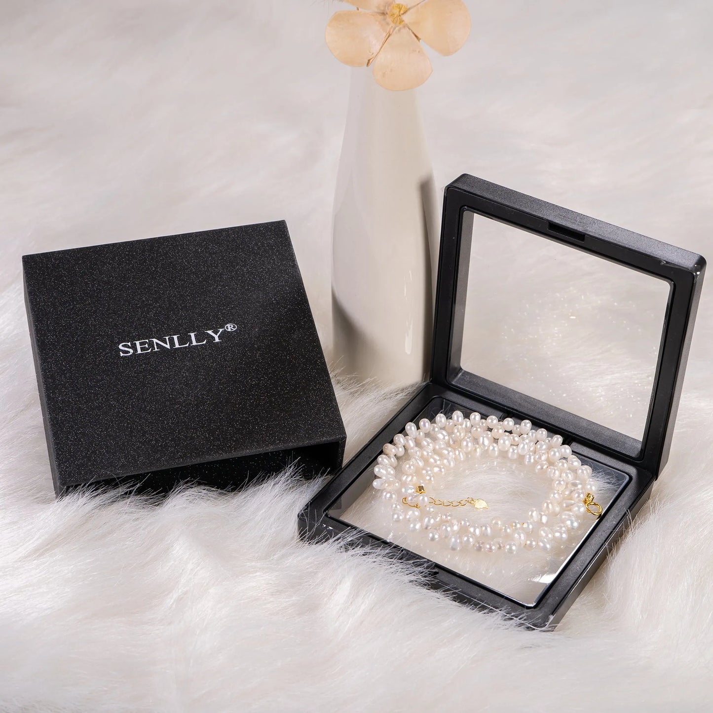 Natural Pearl Necklace - 4mm Oval Beads 4mm Oval Beads with Sterling Silver Hardware - SENLLY