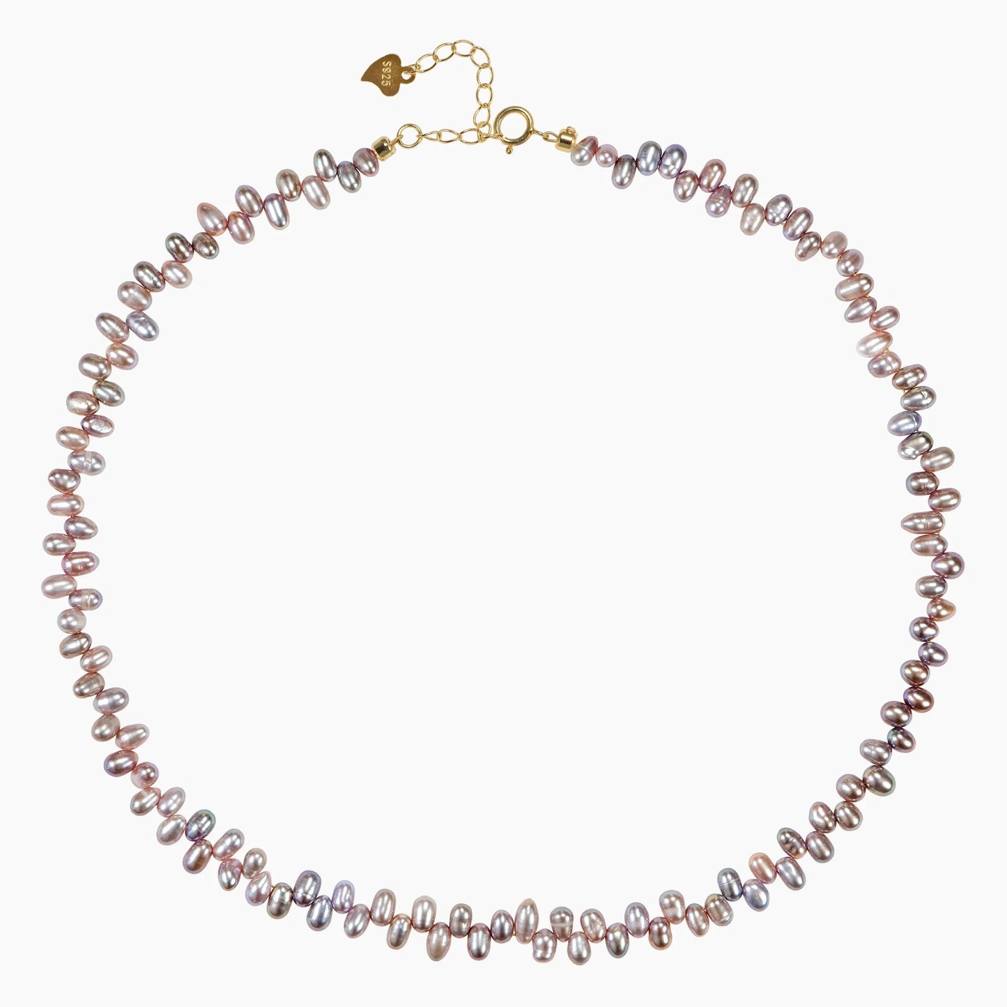 Natural Pearl Necklace - 4mm Oval Beads 4mm Oval Beads with Sterling Silver Hardware - SENLLY