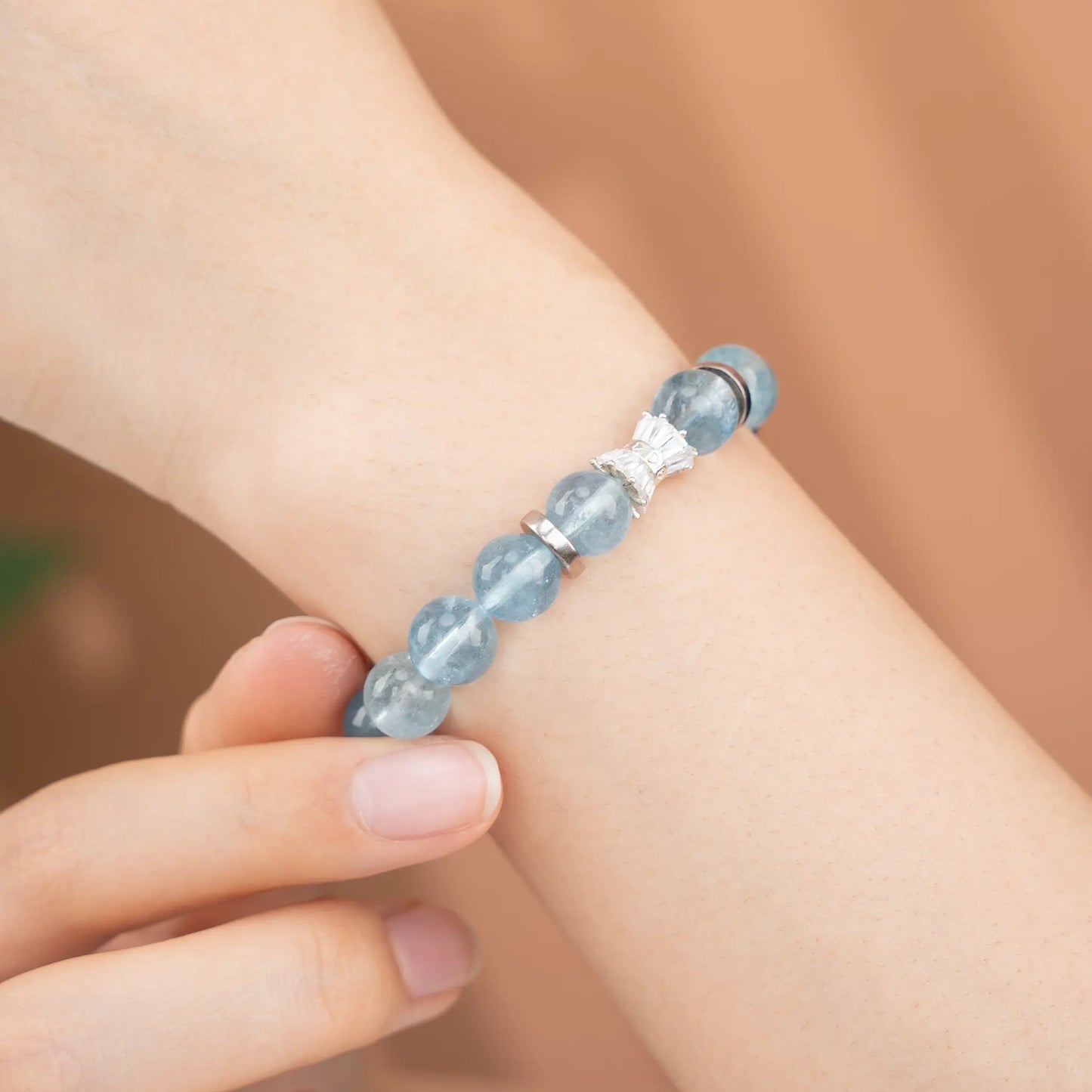 Crystal Balance Gemstone Beaded Bracelet - Aquamarine