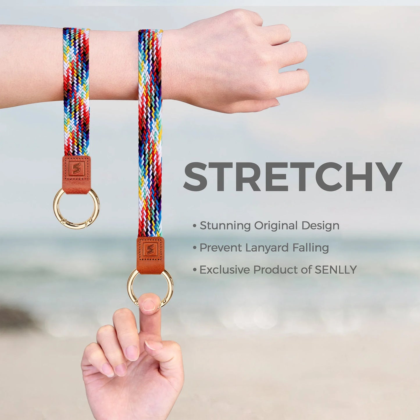Stretchy Keychain Holder, Wrist Lanyard, Original Elastic Anti-Drop Design - SENLLY