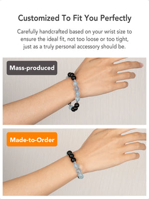 SENLLY Ocean Night - Bracelet with Aquamarine & Black Agate, Handcrafted Natural Stone Jewelry for Calm Focus, Clarity & Everyday Balance