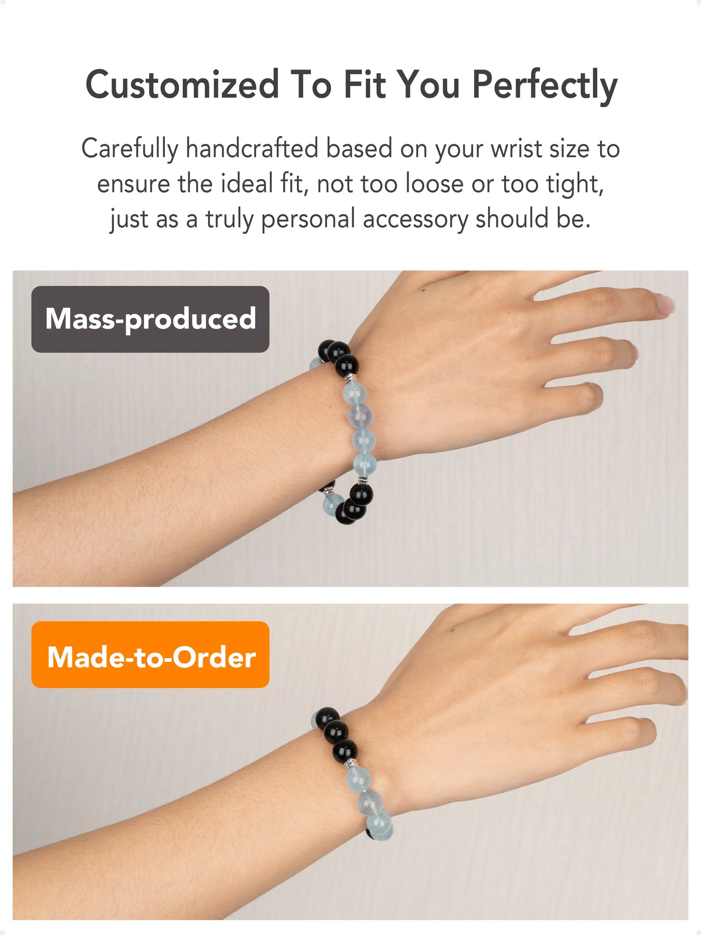 SENLLY Monochrome Balance - Beaded Stretch Bracelet with Howlite & Black Agate, Handmade Natural Stone Jewelry for Calm, Focus & Grounding