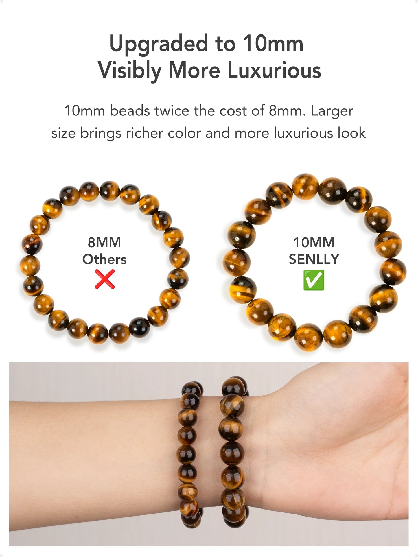 SENLLY Monochrome Balance - Beaded Stretch Bracelet with Howlite & Black Agate, Handmade Natural Stone Jewelry for Calm, Focus & Grounding