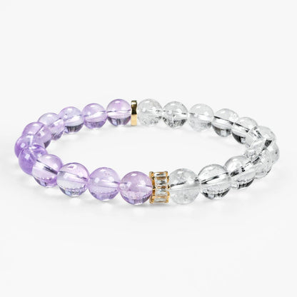 Double Protection Gemstone Beaded Bracelet - Lavender Amethyst & Azeztulite - SENLLY
