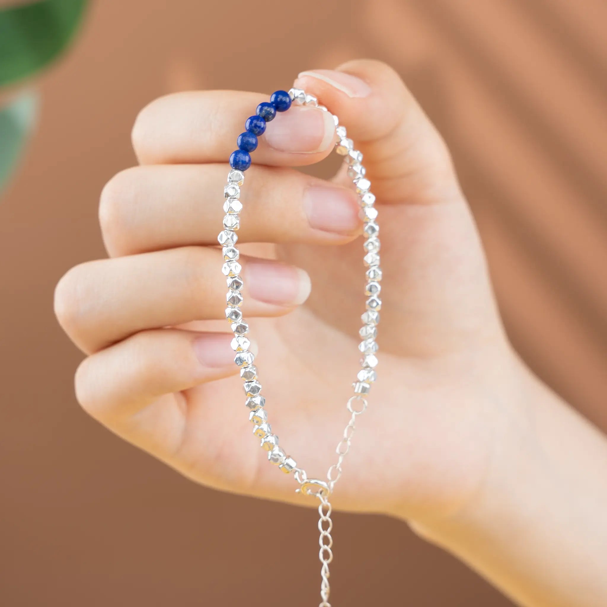 Element Essence Gemstone Beaded Bracelet - Lapis Lazuli & Silver