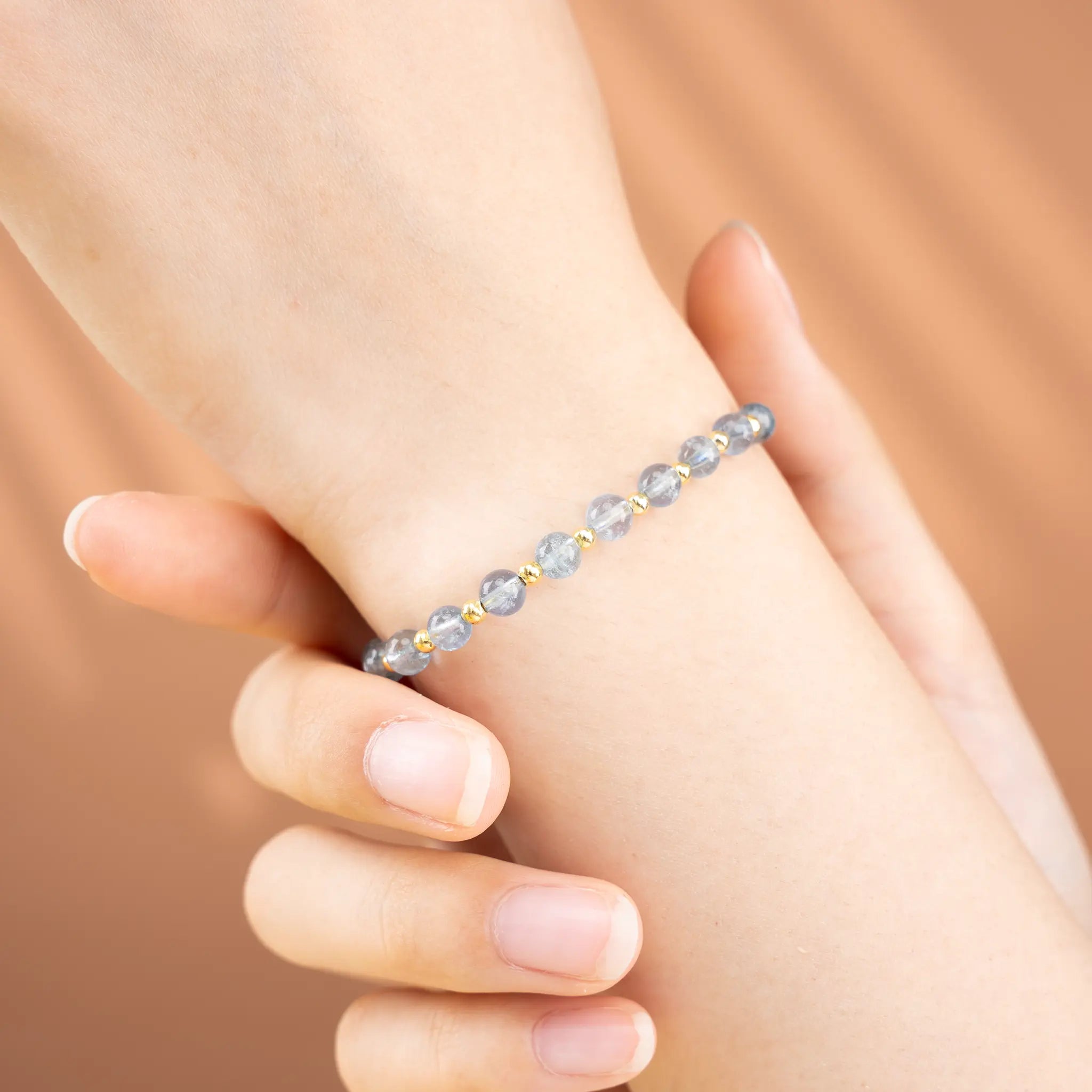 Elemental Wave Gemstone Beaded Bracelet - Aquamarine