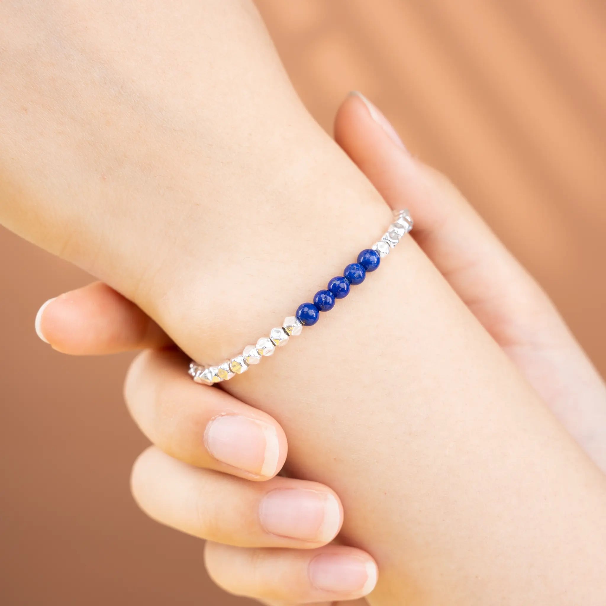 Element Essence Gemstone Beaded Bracelet - Lapis Lazuli & Silver