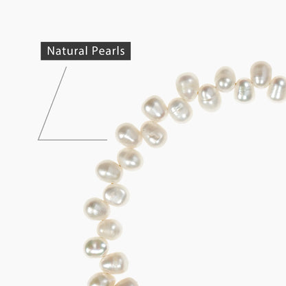Natural Pearl Necklace - 4mm Oval Beads 4mm Oval Beads with Sterling Silver Hardware - SENLLY