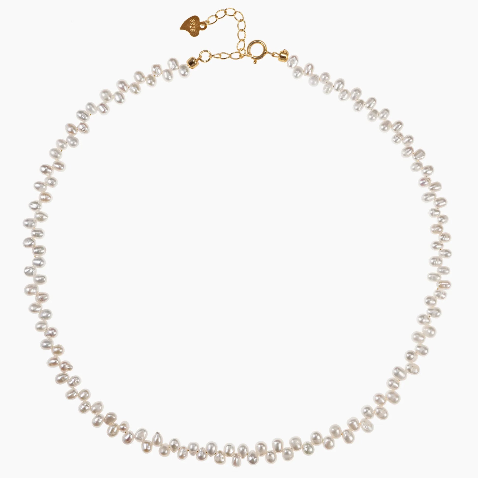 Natural Pearl Necklace - 4mm Oval Beads 4mm Oval Beads with Sterling Silver Hardware - SENLLY