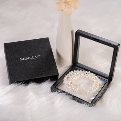 Natural Pearl Necklace - 4mm Oval Beads 4mm Oval Beads with Sterling Silver Hardware - SENLLY