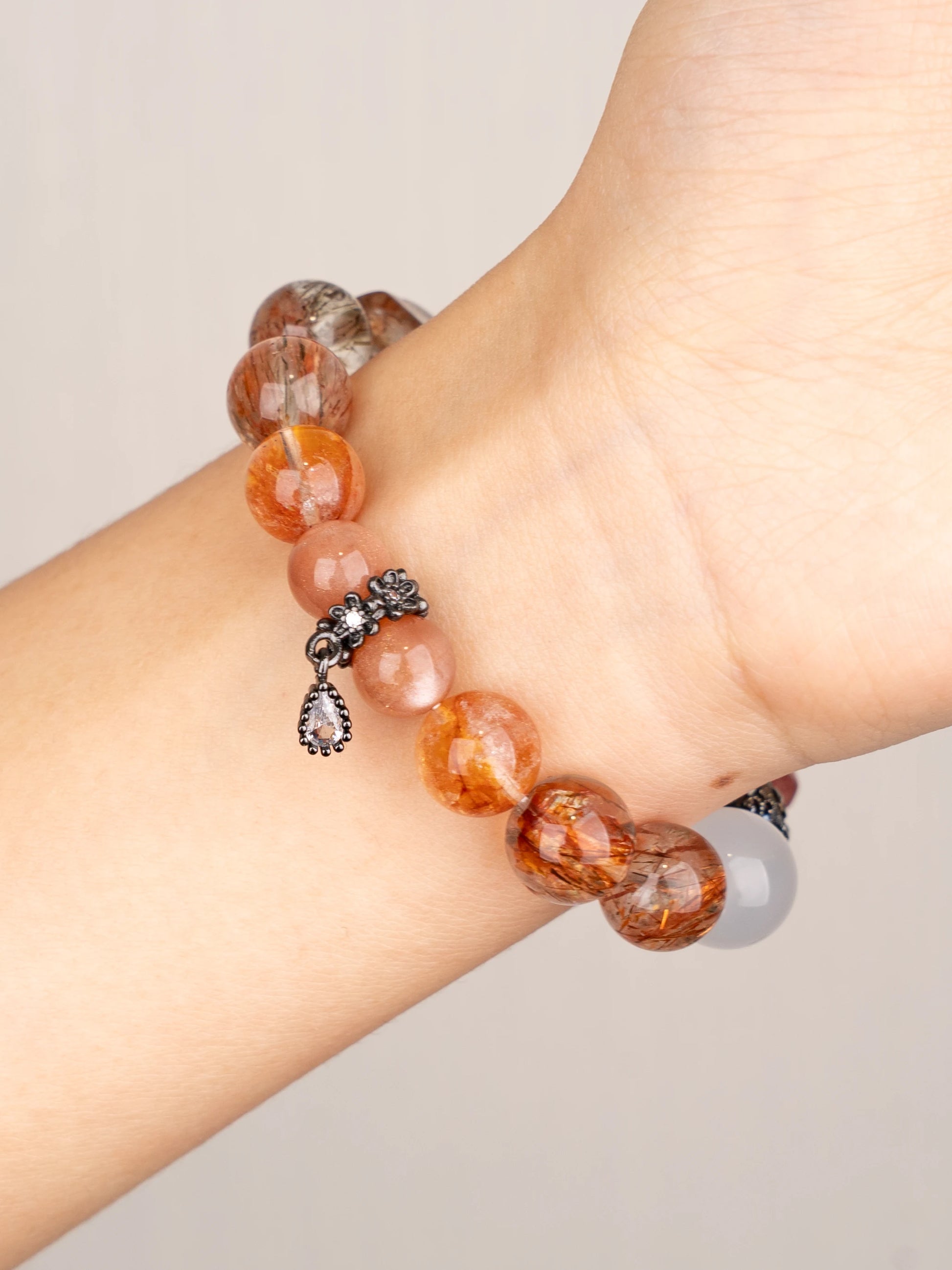 SENLLY Ember Radiance - Handmade Multi-Gemstone Bracelet with Citrine, Super Seven, Sunstone & Strawberry Quartz, Natural Stone Jewelry