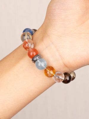 SENLLY Cosmic Spectrum - Multi-Gemstone Beaded Bracelet, Handmade with Amazonite, Citrine, Amethyst, Aquamarine & More, Natural Stone Jewelry for Balance & Energy Harmony