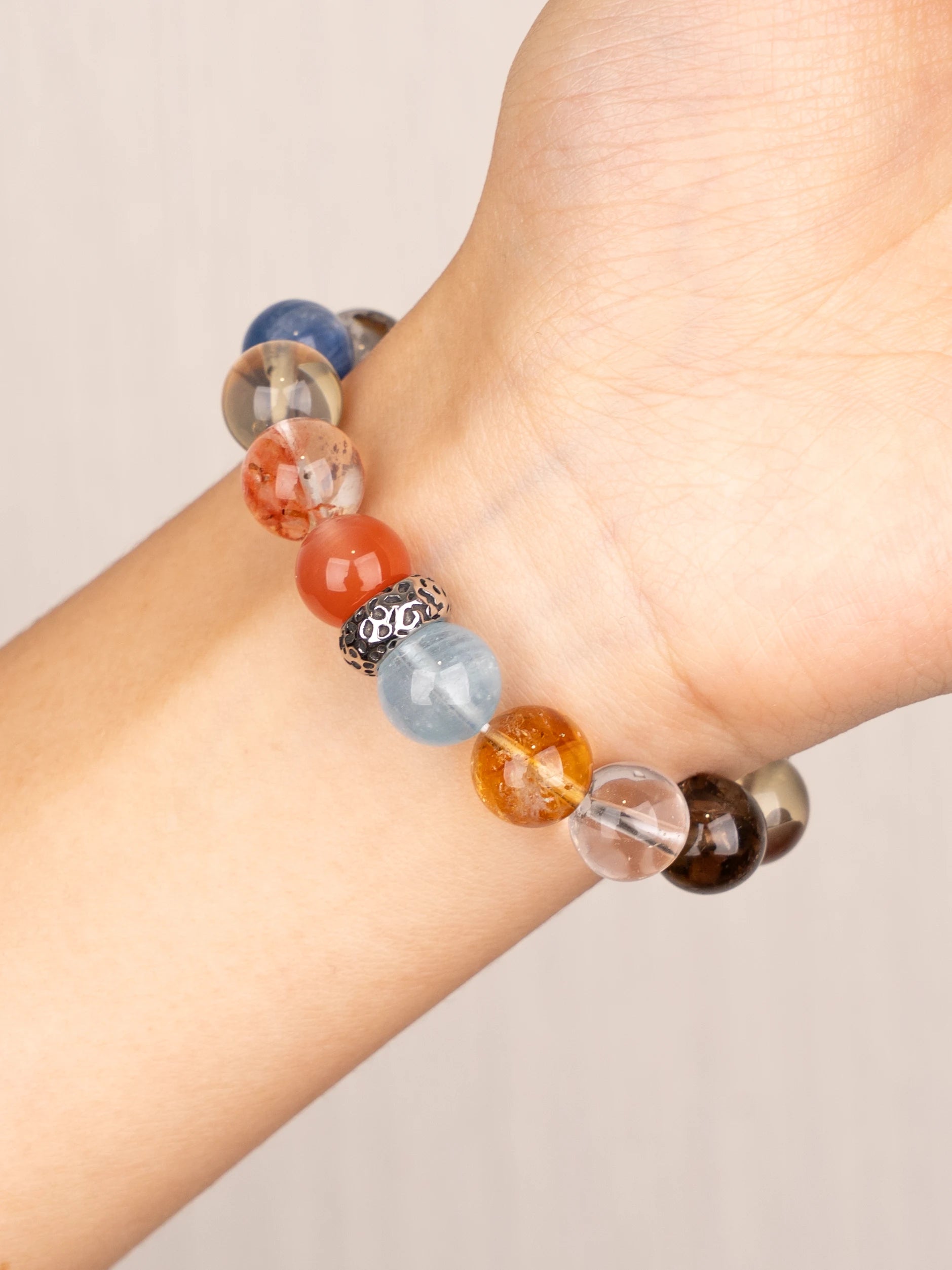 SENLLY Cosmic Spectrum - Multi-Gemstone Beaded Bracelet, Handmade with Amazonite, Citrine, Amethyst, Aquamarine & More, Natural Stone Jewelry for Balance & Energy Harmony