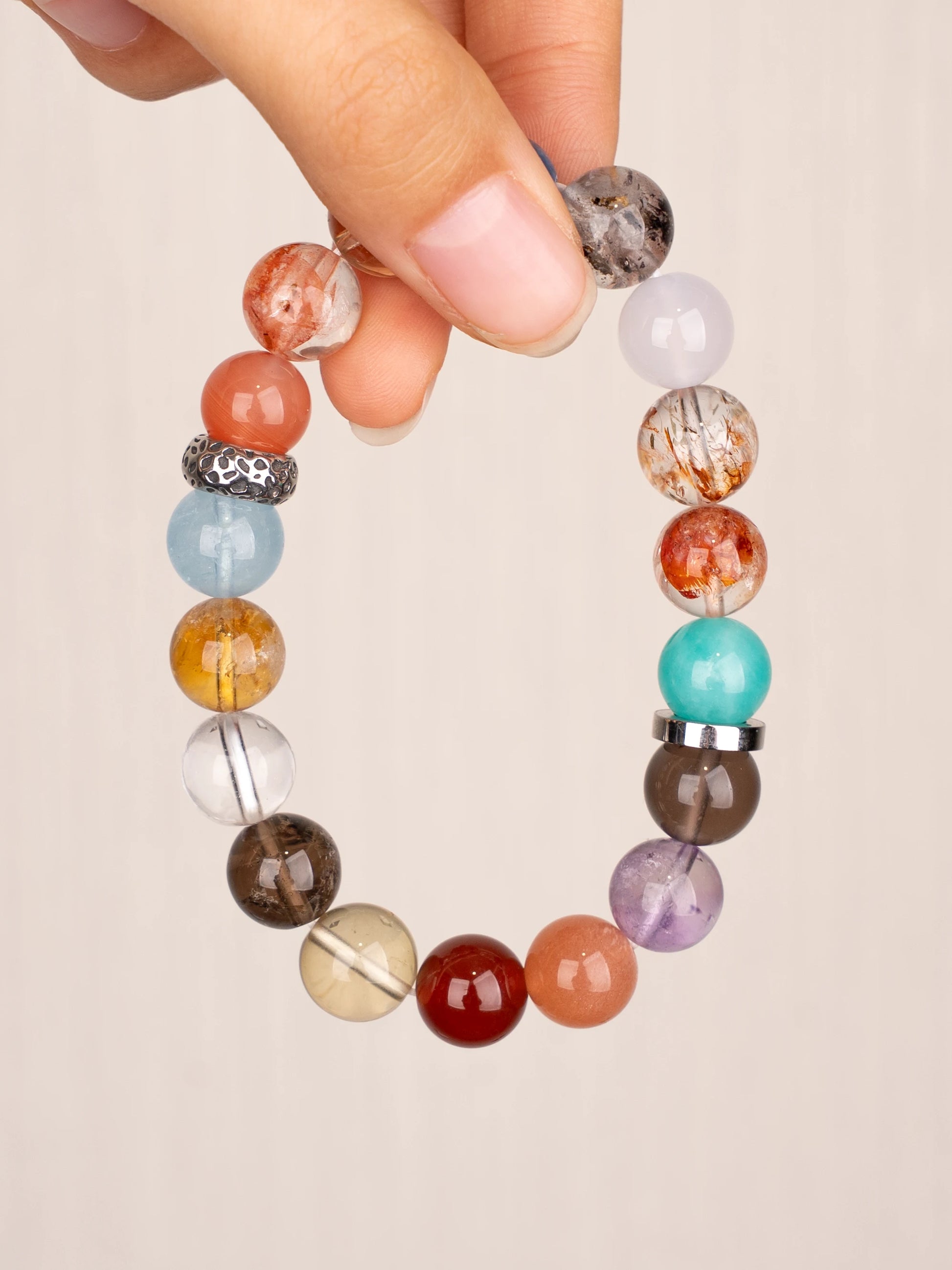 SENLLY Cosmic Spectrum - Multi-Gemstone Beaded Bracelet, Handmade with Amazonite, Citrine, Amethyst, Aquamarine & More, Natural Stone Jewelry for Balance & Energy Harmony