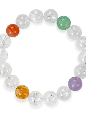 SENLLY Prism Whisper - Azeztulite Multi-Gemstone Beaded Stretch Bracelet, Natural Stone Handmade Jewelry for Clarity & Balance - A Meaningful Gift