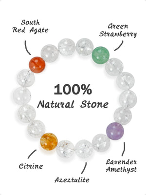 SENLLY Prism Whisper - Azeztulite Multi-Gemstone Beaded Stretch Bracelet, Natural Stone Handmade Jewelry for Clarity & Balance - A Meaningful Gift