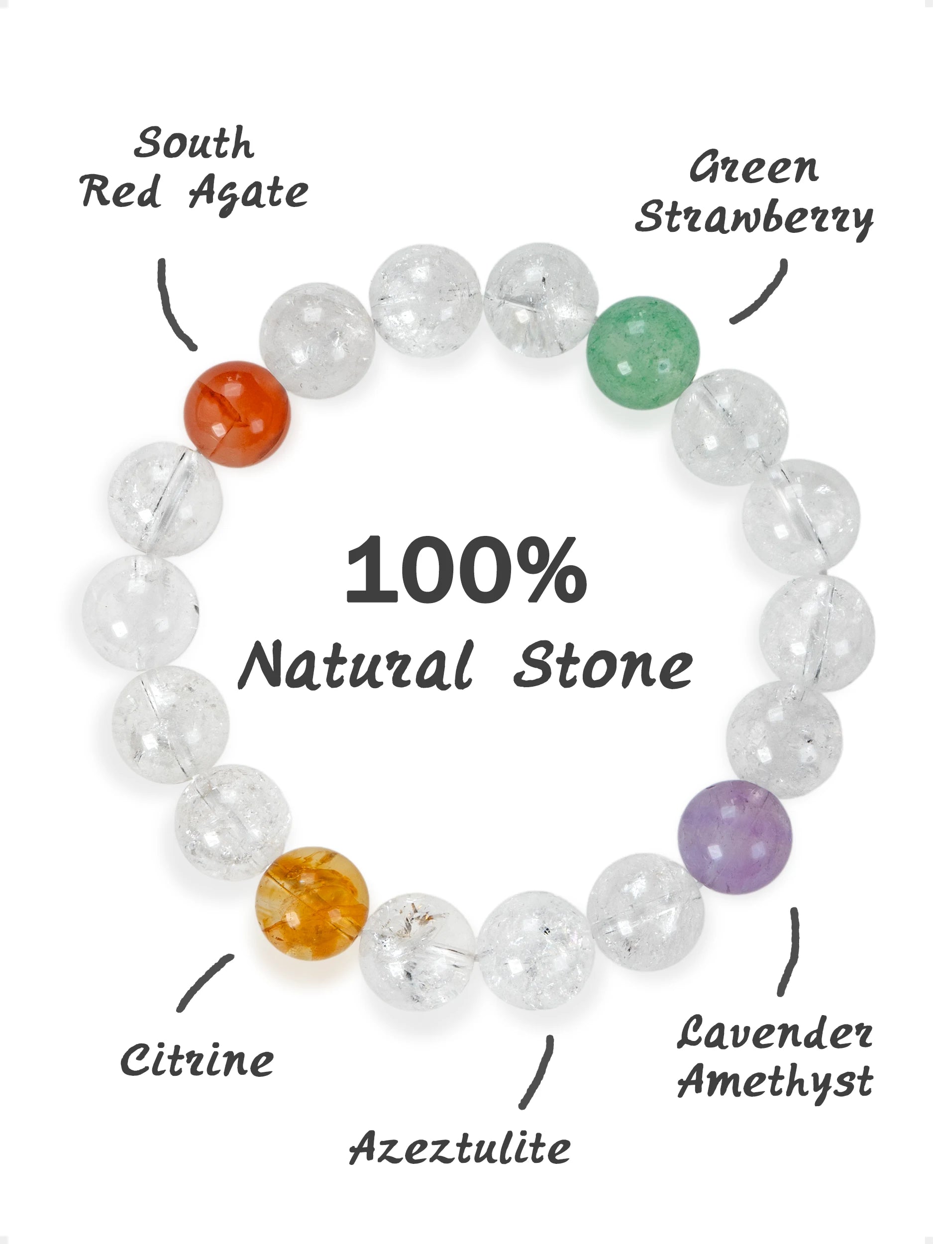 SENLLY Prism Whisper - Azeztulite Multi-Gemstone Beaded Stretch Bracelet, Natural Stone Handmade Jewelry for Clarity & Balance - A Meaningful Gift