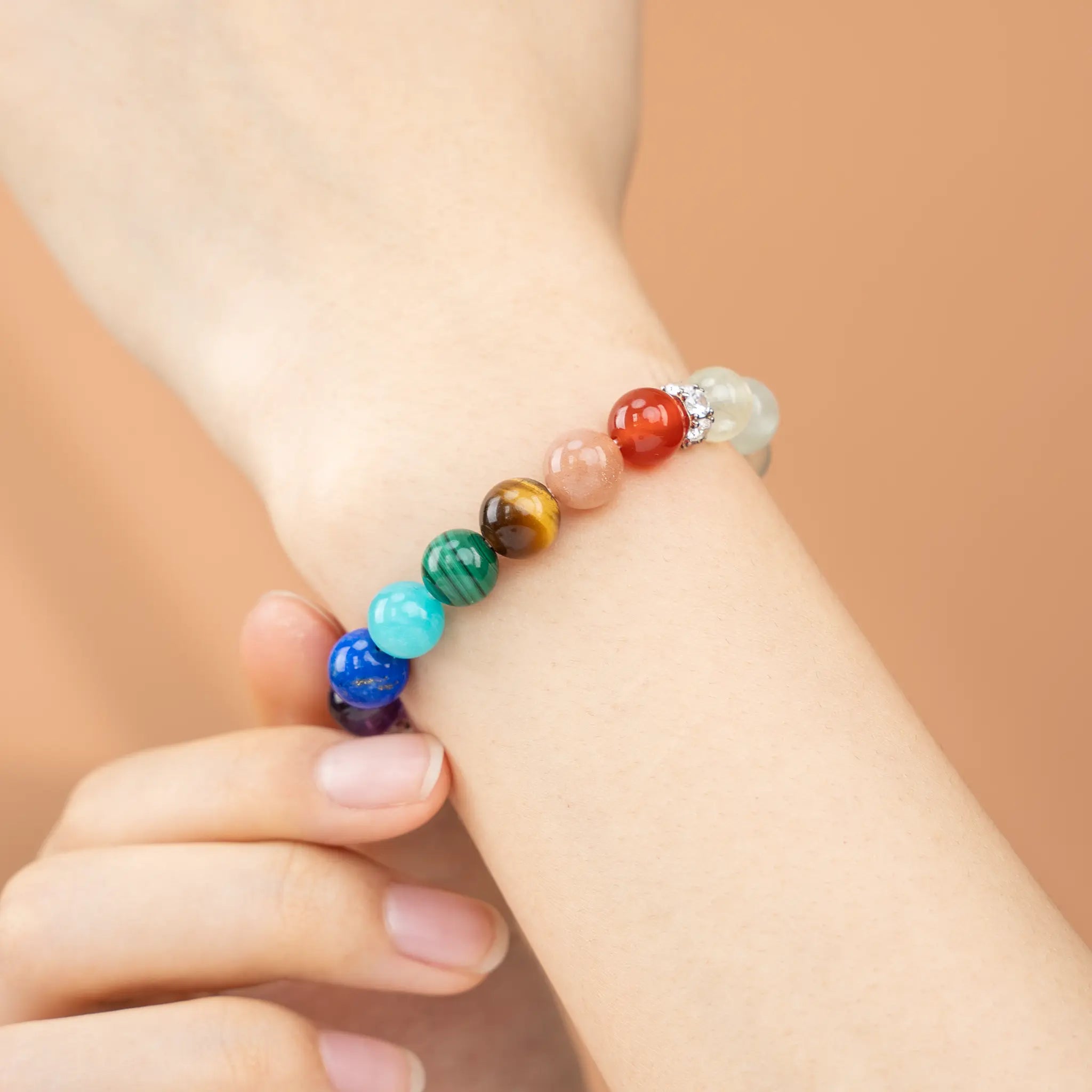 Chakra Gemstone Beaded Bracelet - 7 Chakra & Prehnite