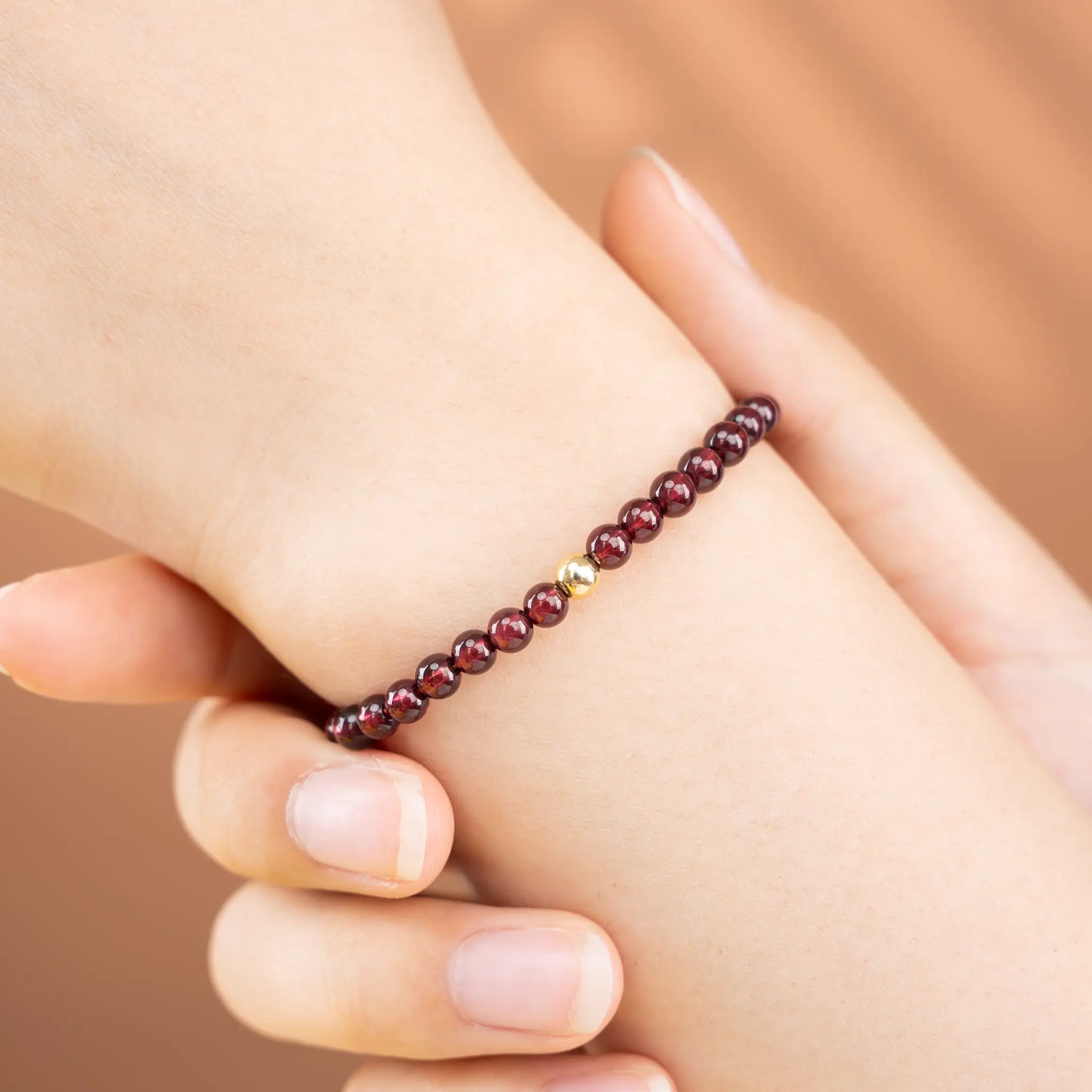 Pure Elegance Gemstone Beaded Bracelet - Garnet