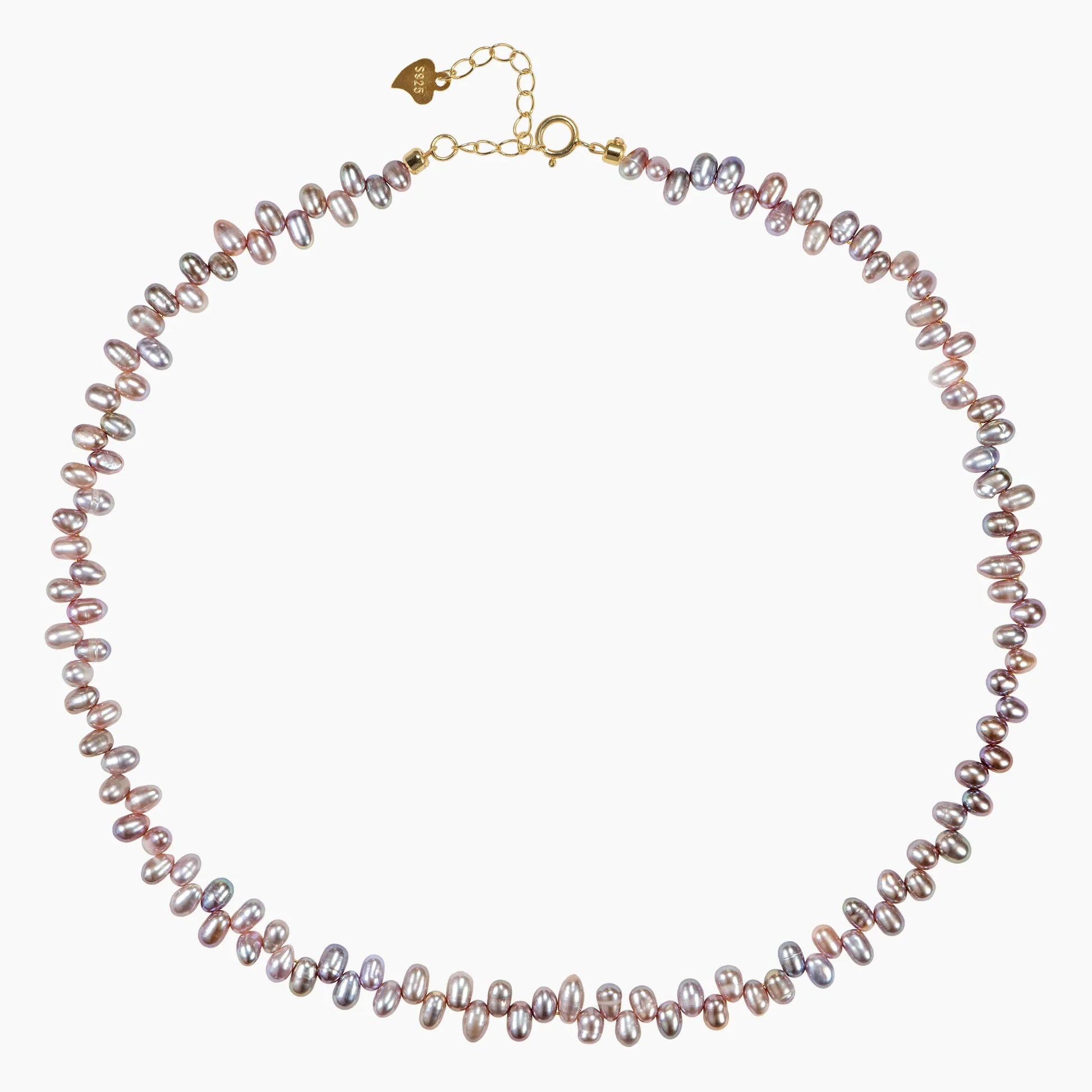 Natural Pearl Necklace - 4mm Oval Beads 4mm Oval Beads with Sterling Silver Hardware - SENLLY