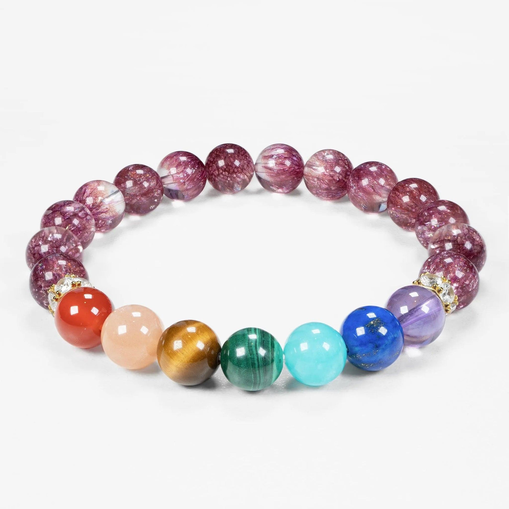 Chakra Gemstone Beaded Bracelet - 7 Chakra & Purple Cornucopia - SENLLY