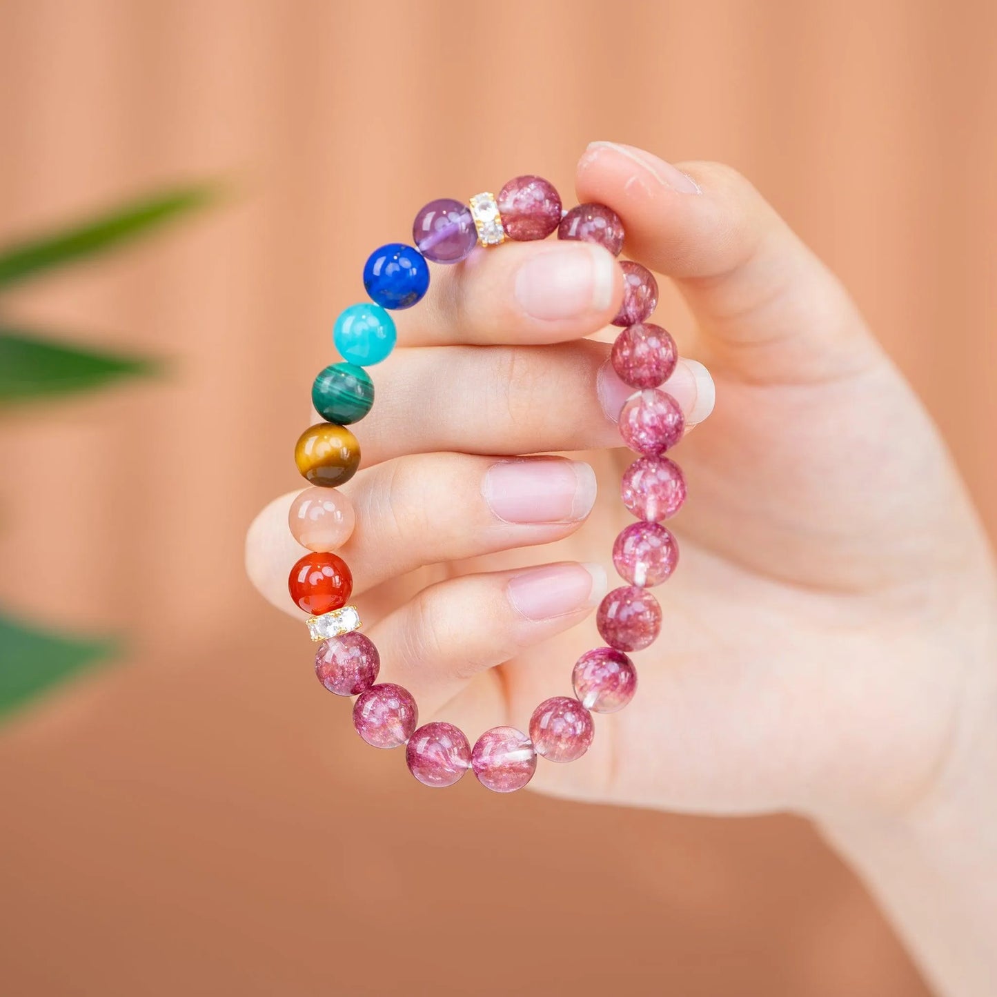 Chakra Gemstone Beaded Bracelet - 7 Chakra & Purple Cornucopia - SENLLY