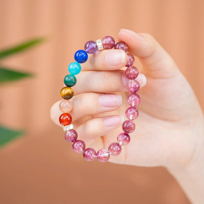 Chakra Gemstone Beaded Bracelet - 7 Chakra & Purple Cornucopia - SENLLY
