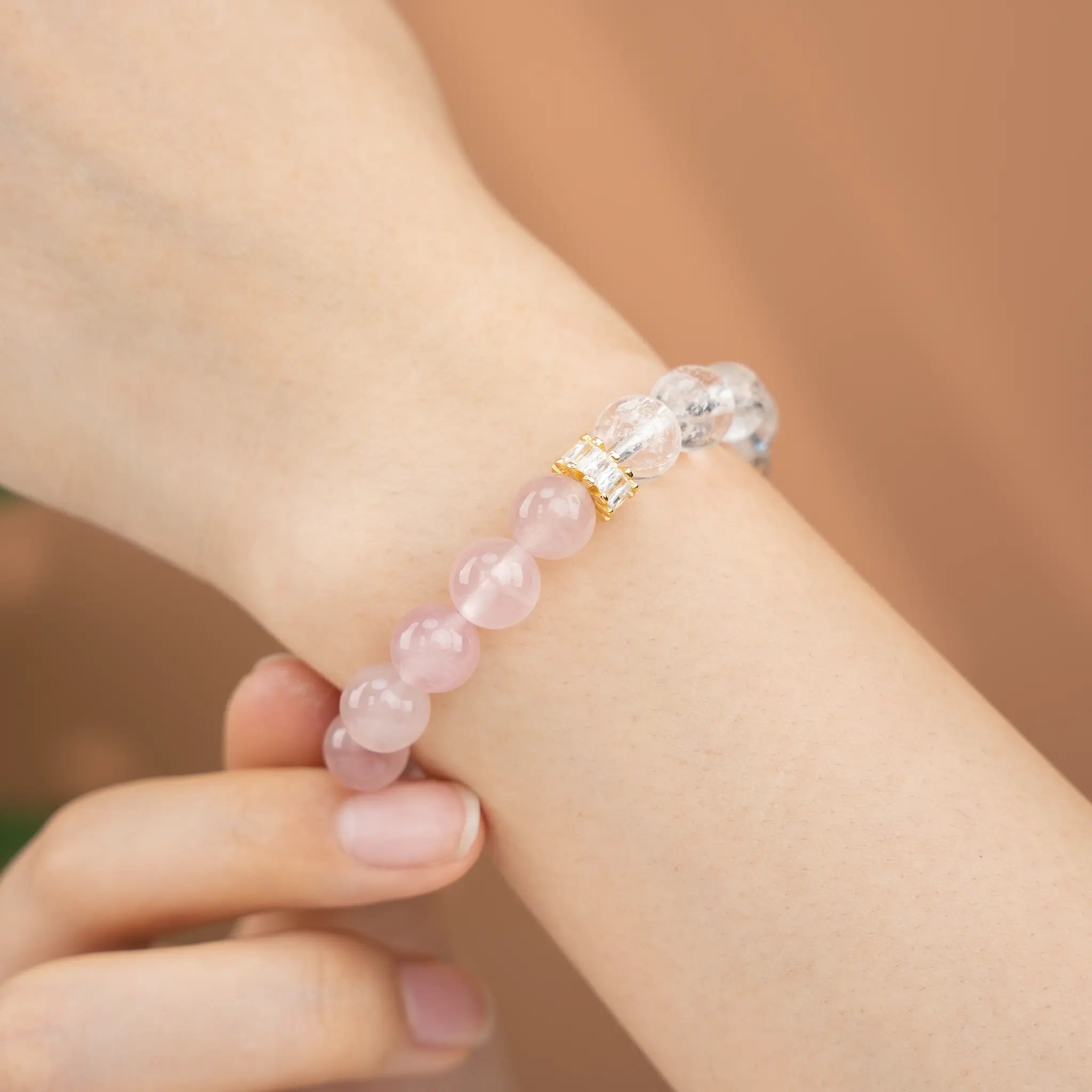 Double Protection Gemstone Beaded Bracelet - Rose Quartz & Azeztulite
