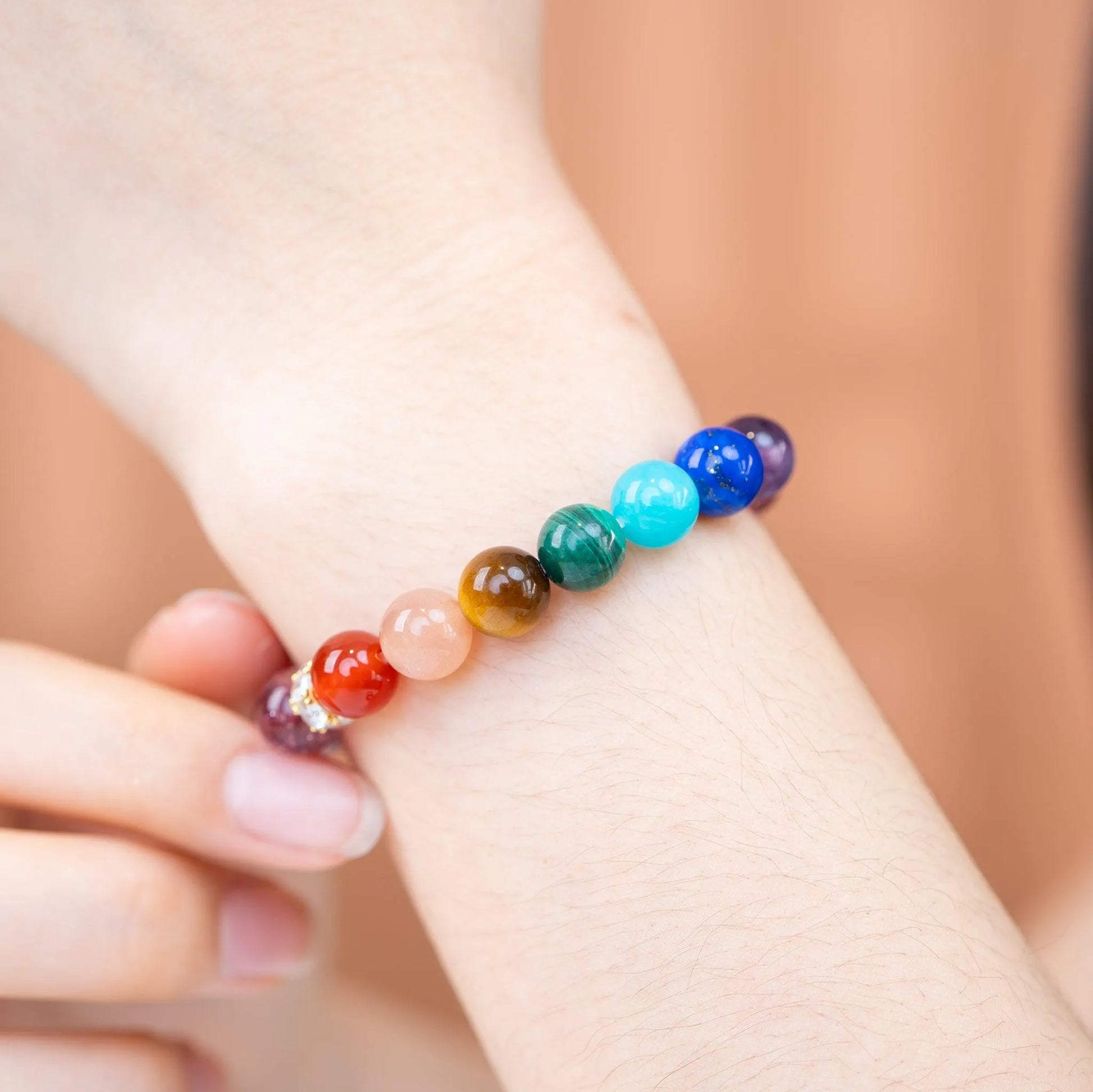 Chakra Gemstone Beaded Bracelet - 7 Chakra & Purple Cornucopia - SENLLY