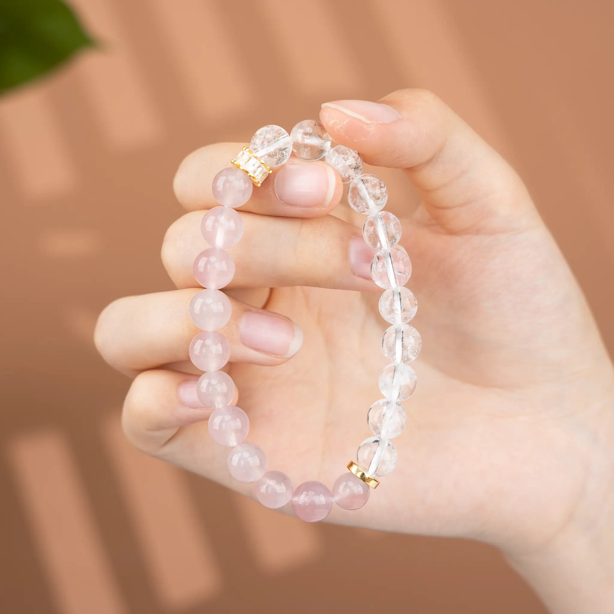 Double Protection Gemstone Beaded Bracelet - Rose Quartz & Azeztulite