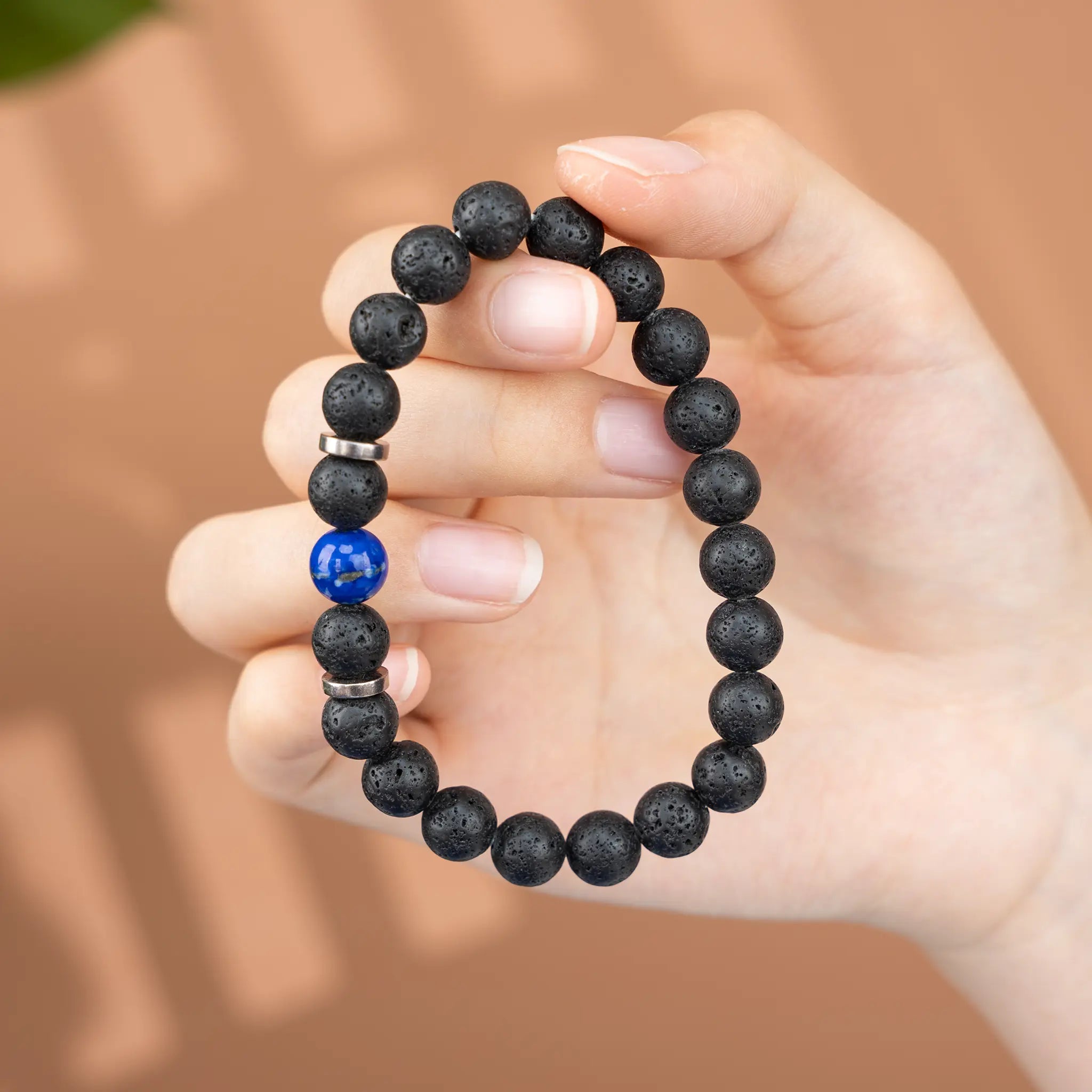 Element Fusion Gemstone Beaded Bracelet - Lava Rock & Lapis Lazuli