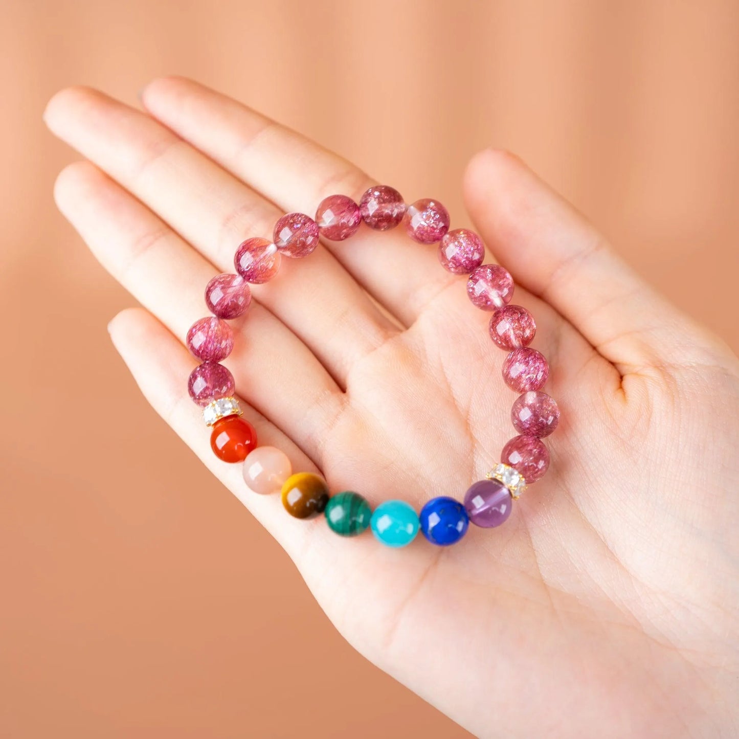 Chakra Gemstone Beaded Bracelet - 7 Chakra & Purple Cornucopia - SENLLY