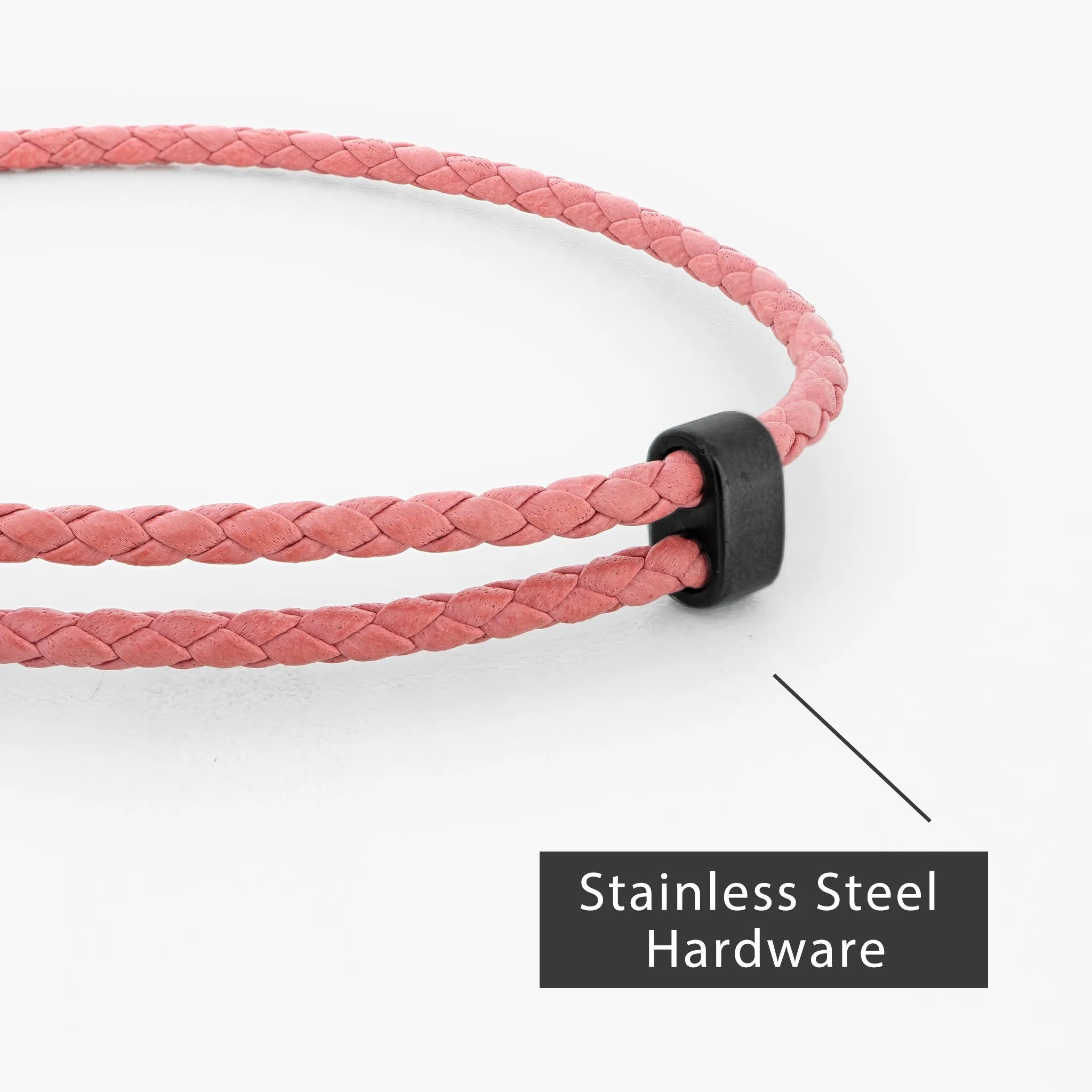 Braided Genuine Leather Pink Bracelet - Black Adjustable Buckle - SENLLY