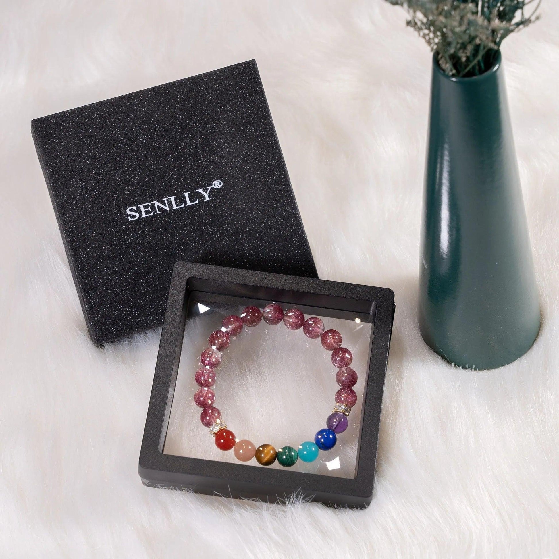 Chakra Gemstone Beaded Bracelet - 7 Chakra & Purple Cornucopia - SENLLY