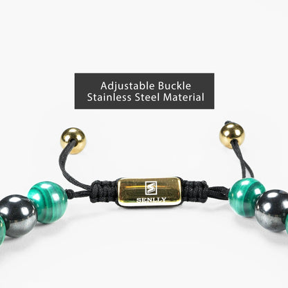 Triple Protection Gemstone Beaded Bracelet - Malachite & Citrine & Hematite - SENLLY