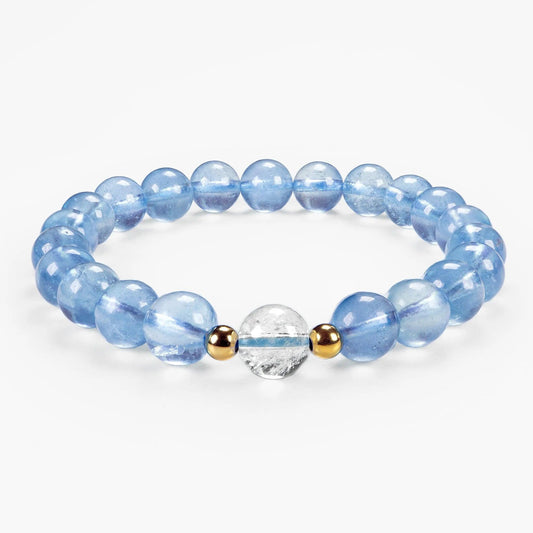 Element Fusion Gemstone Beaded Bracelet - Aquamarine & Azeztulite - SENLLY