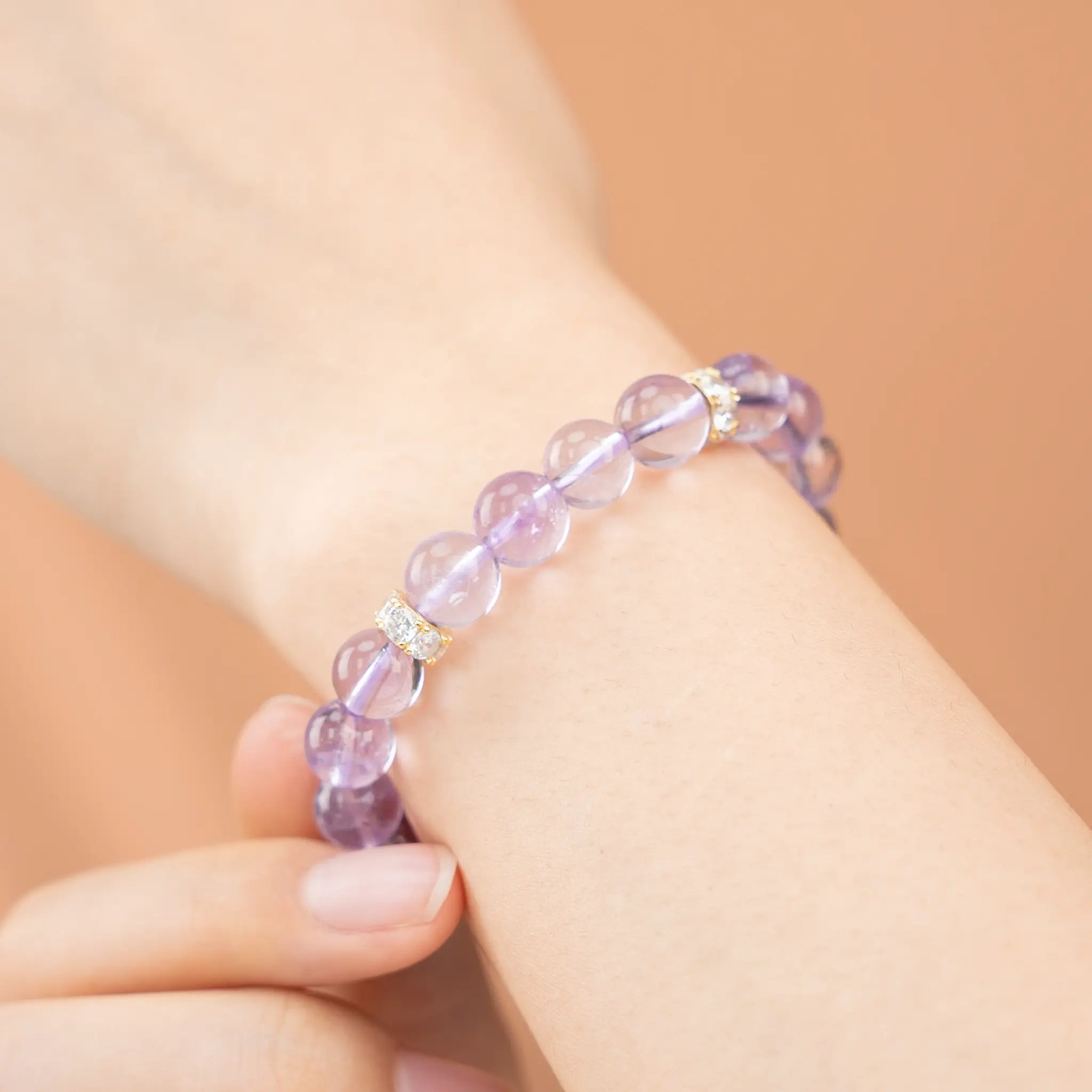 Energy Balance Gemstone Beaded Bracelet - Lavender Amethyst