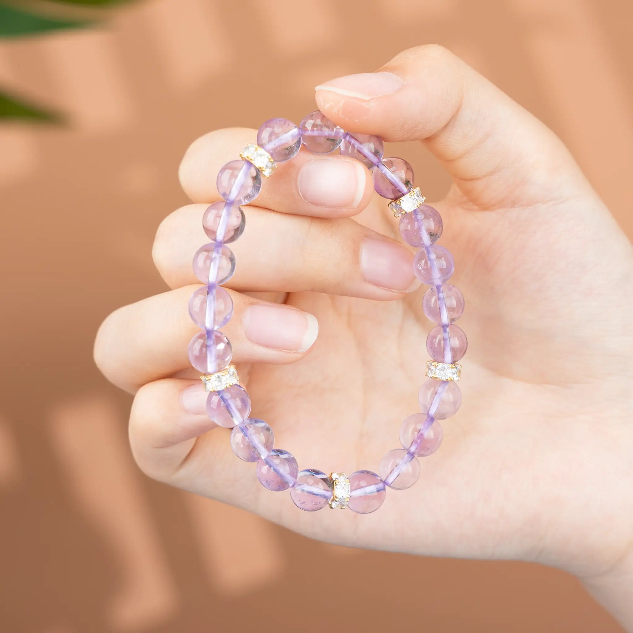 Energy Balance Gemstone Beaded Bracelet - Lavender Amethyst