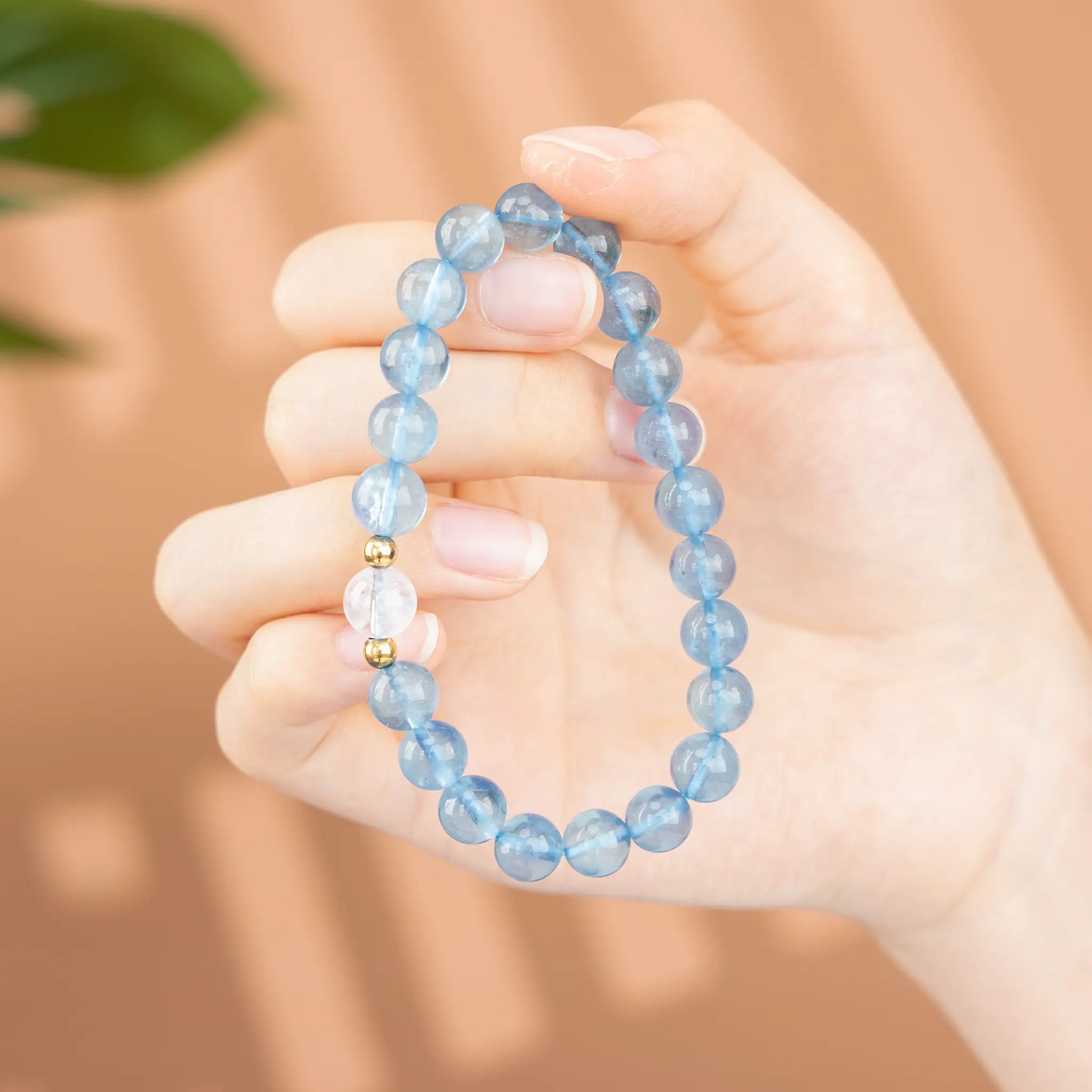 Element Fusion Gemstone Beaded Bracelet - Aquamarine & Azeztulite