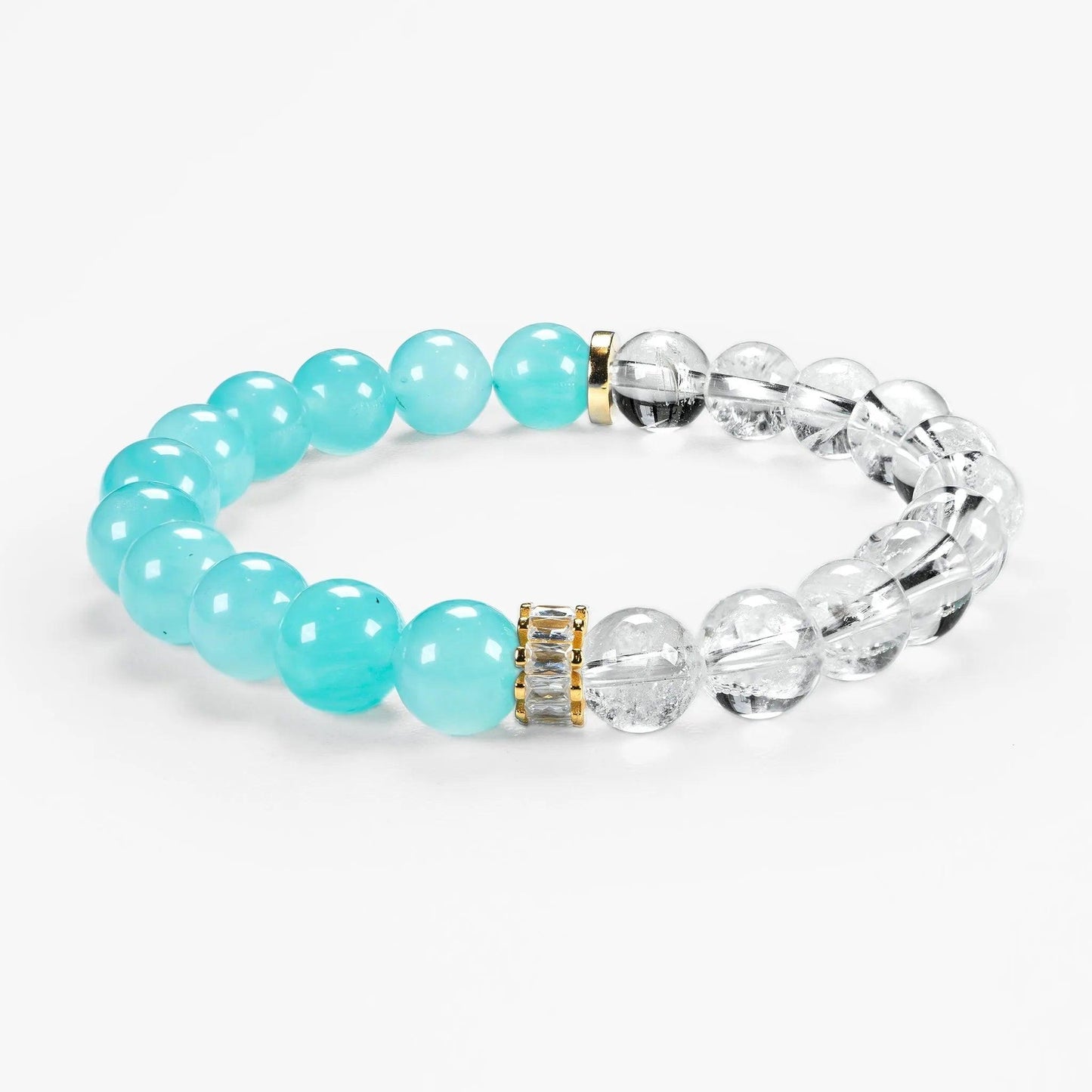 Double Protection Gemstone Beaded Bracelet - Amazonite & Azeztulite - SENLLY