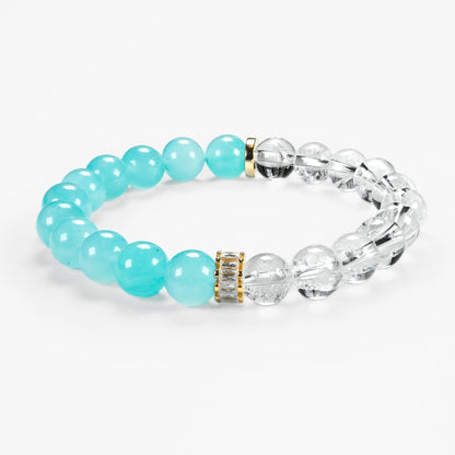 Double Protection Gemstone Beaded Bracelet - Amazonite & Azeztulite - SENLLY
