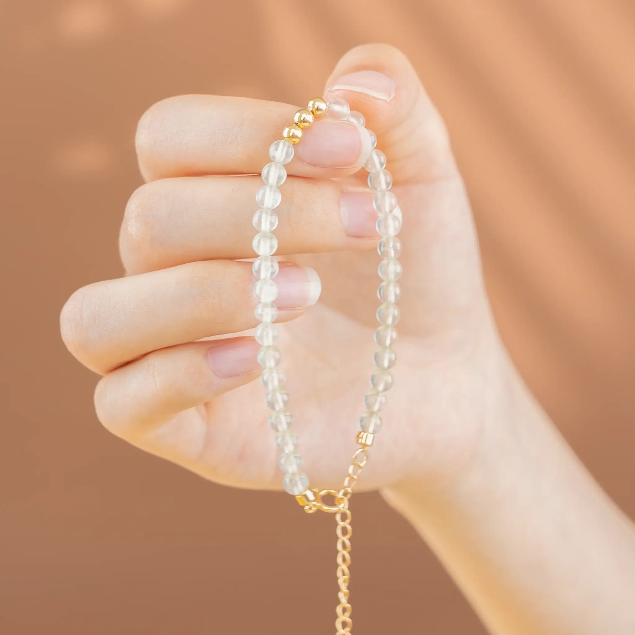 Pure Elegance Gemstone Beaded Bracelet - Prehnite