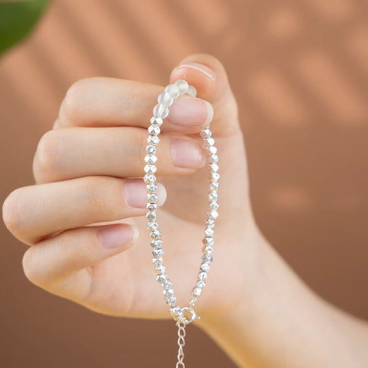 Element Essence Gemstone Beaded Bracelet - Prehnite & Silver
