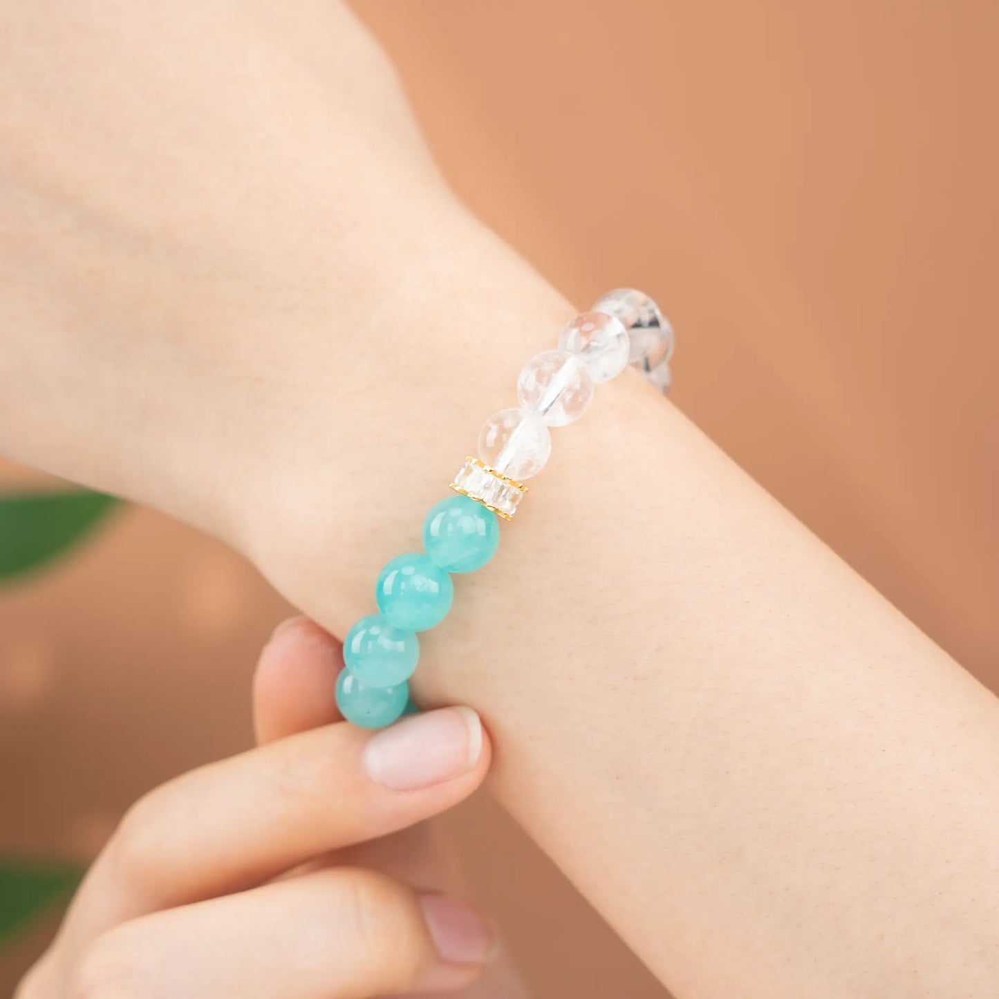 Double Protection Gemstone Beaded Bracelet - Amazonite & Azeztulite