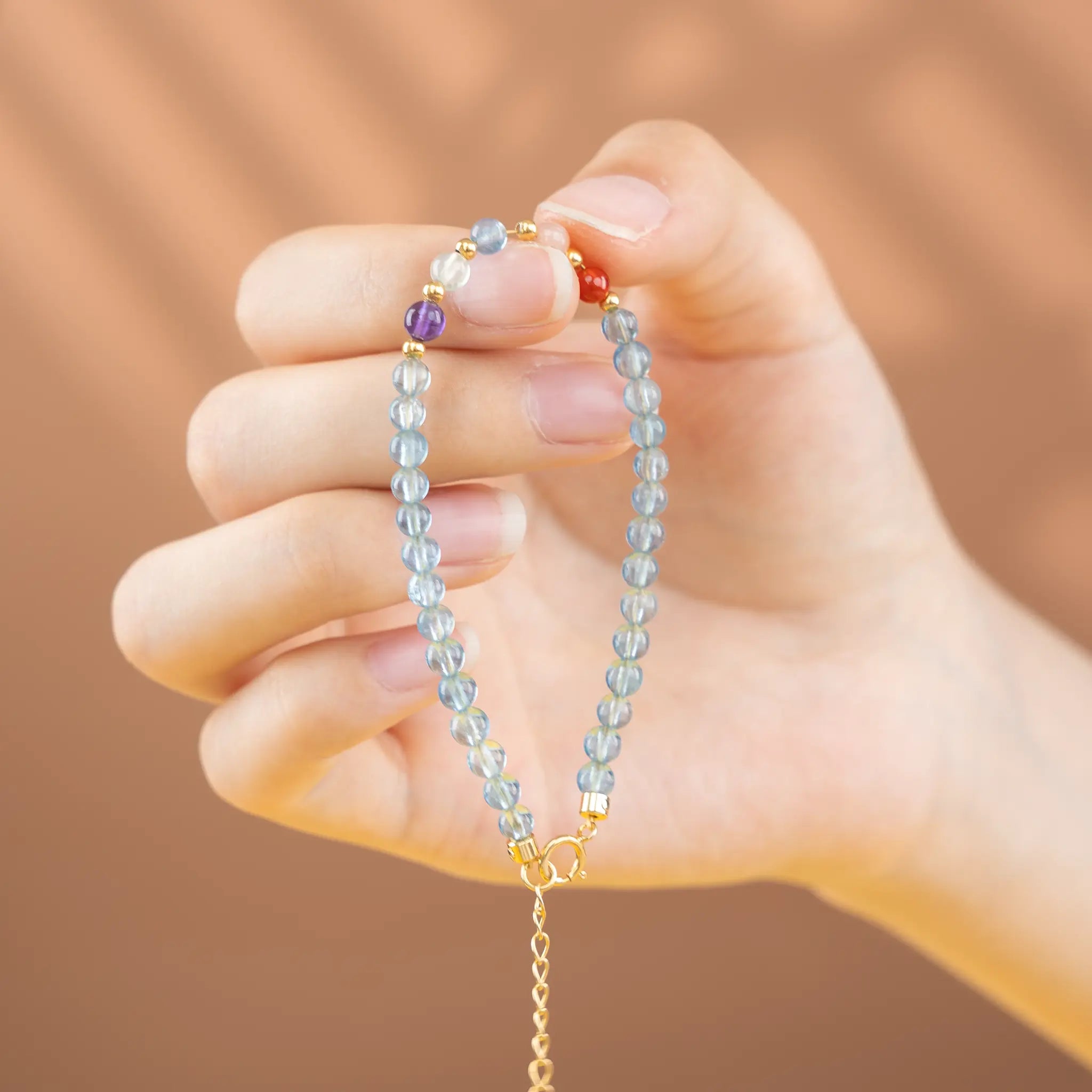 Elemental Balance Gemstone Beaded Bracelet - 5 Elemental & Aquamarine