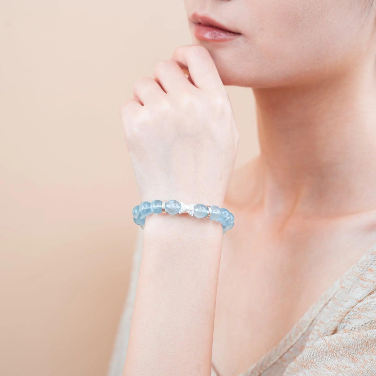 Crystal Balance Gemstone Beaded Bracelet - Aquamarine - SENLLY
