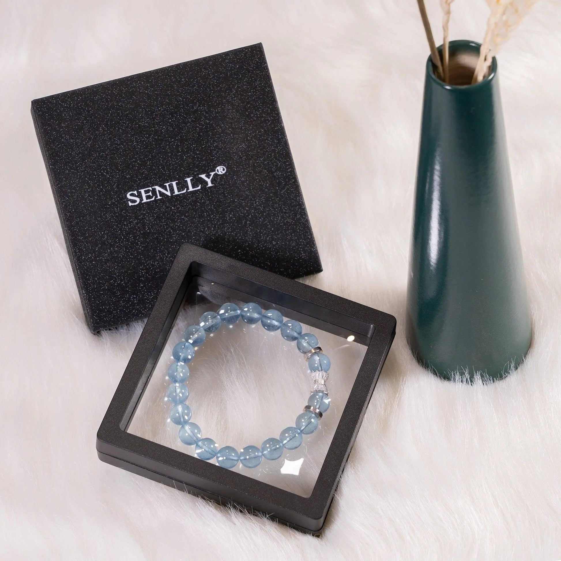 Crystal Balance Gemstone Beaded Bracelet - Aquamarine - SENLLY