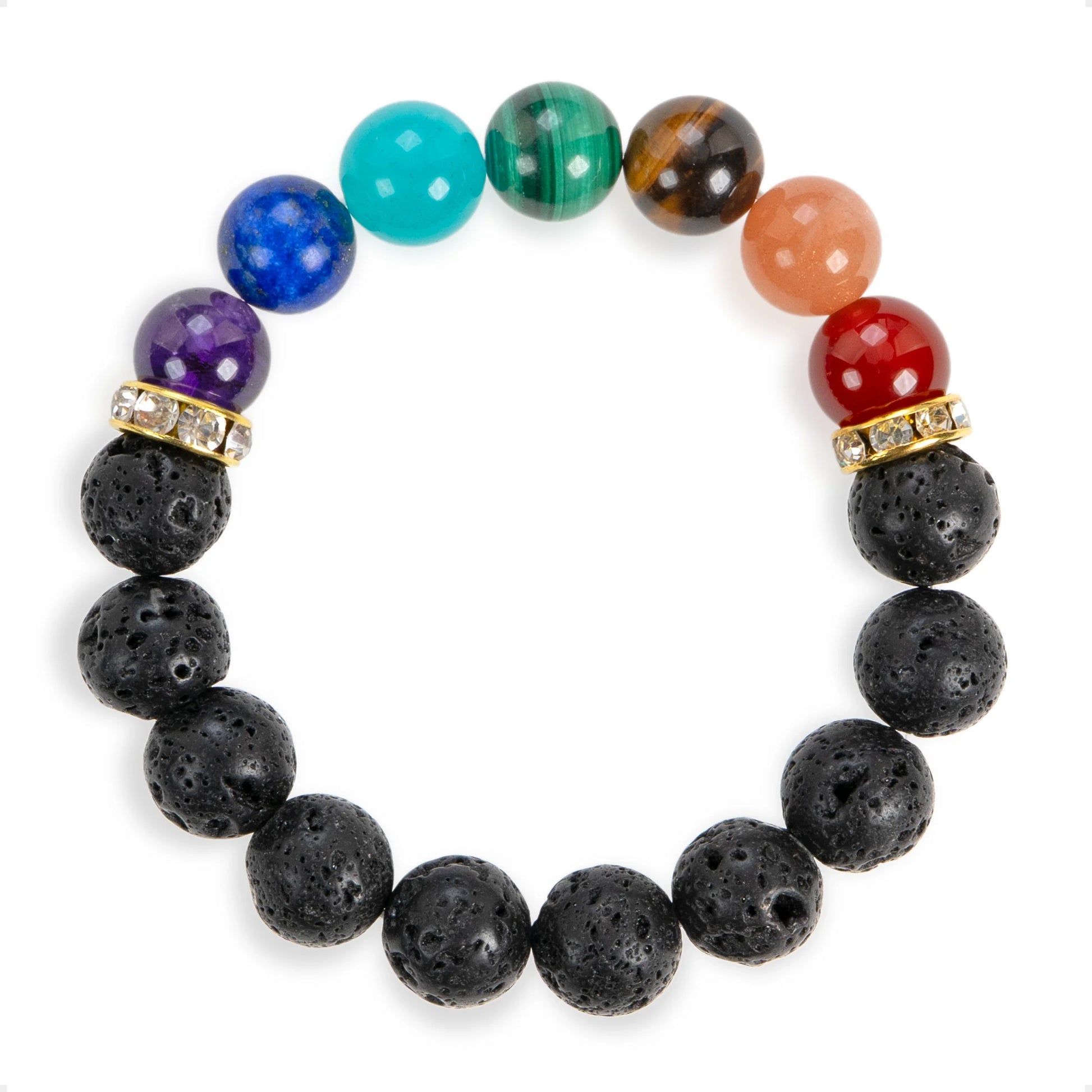 SENLLY 7 Chakra Beaded Stretch Bracelet with Lava Rock, Handmade Natural Stone Jewelry for Balance & Protection