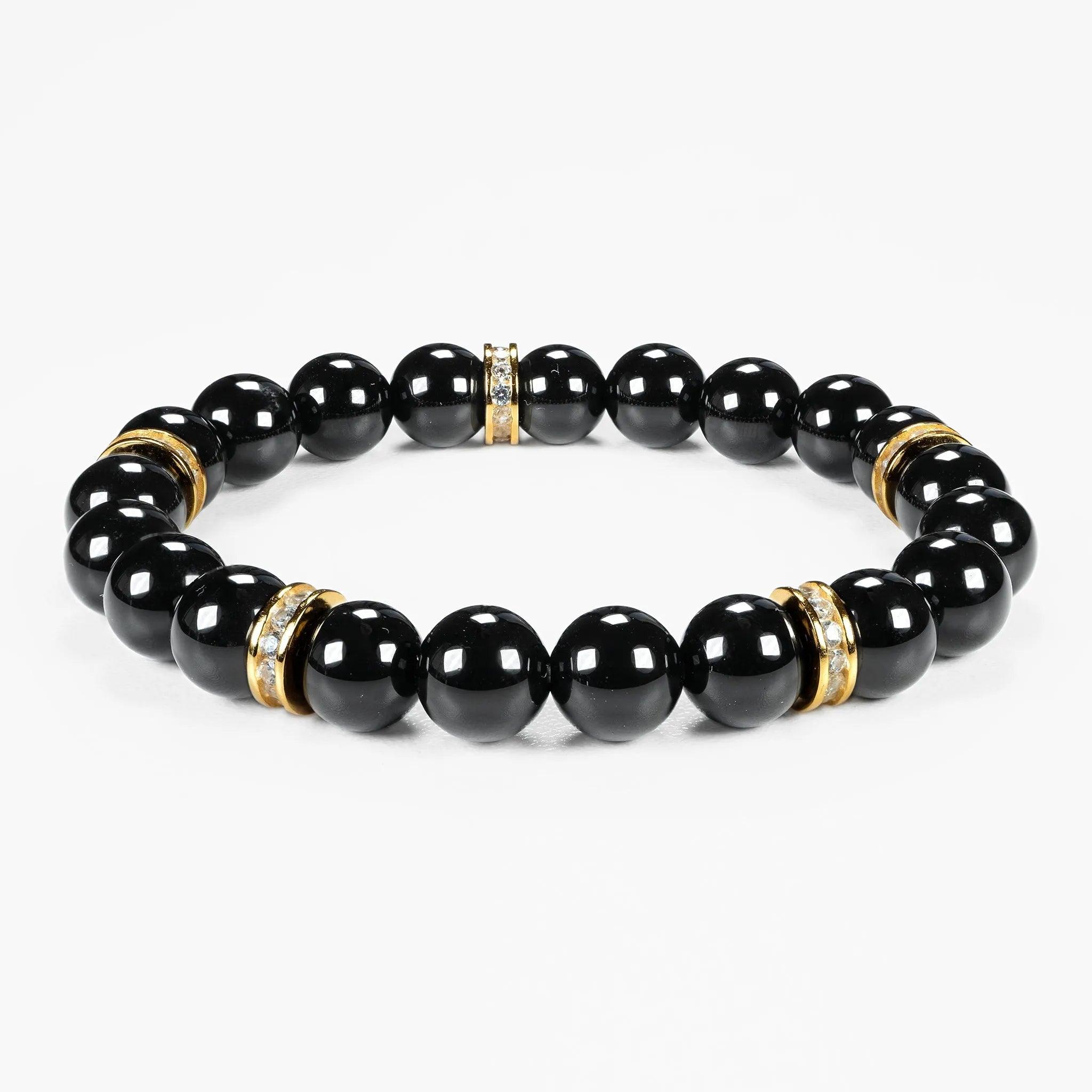 Energy Balance Gemstone Beaded Bracelet - Black Agate - SENLLY